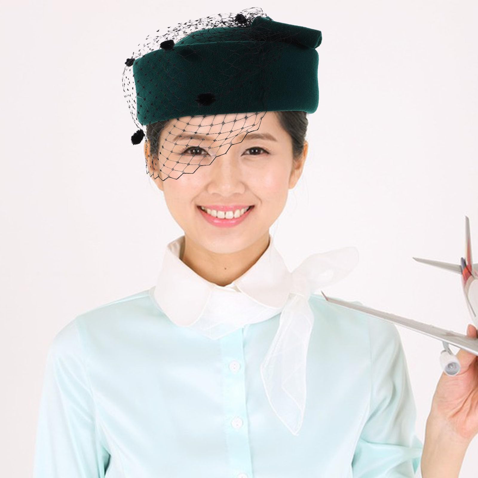 SOLUSTRE Cappello Fascinator da Donna Leggero e Raffinato con e Fiocco Vintage Inglese in Lana Verde per Matrimoni e Uscite Invernali