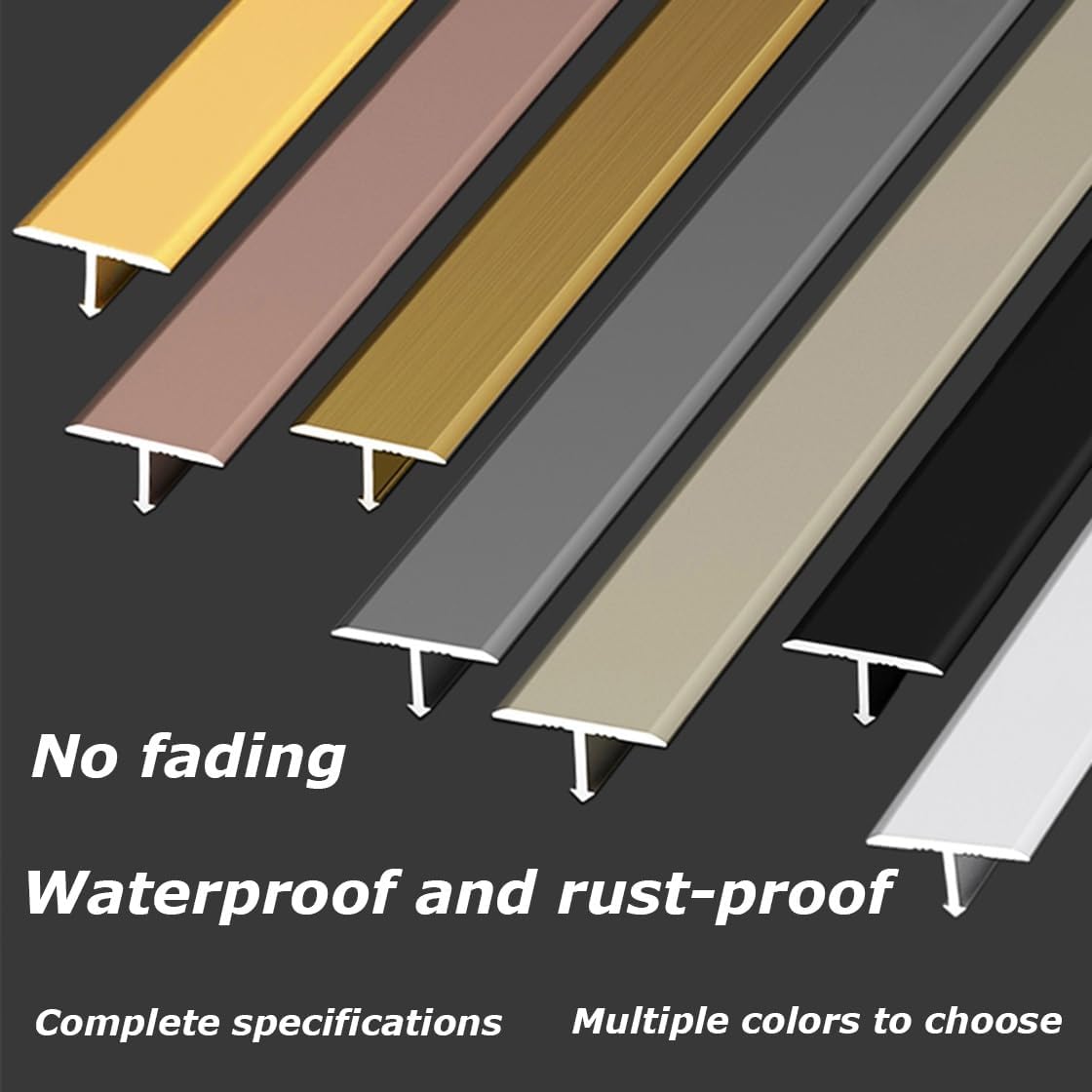 Floor Transition Strip, Aluminium Alloy T Molding Floor Cover Strip for Wood/Tile/Vinyl/Laminate Floors Bridges The Gap, Threshold Strip, Flat Divider Strip(Gold,10mm)