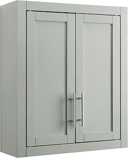 Crosley Savannah Gray Wall-Mounted Bathroom Medicine Cabinet with Adjustable Shelves - Shaker Style Storage