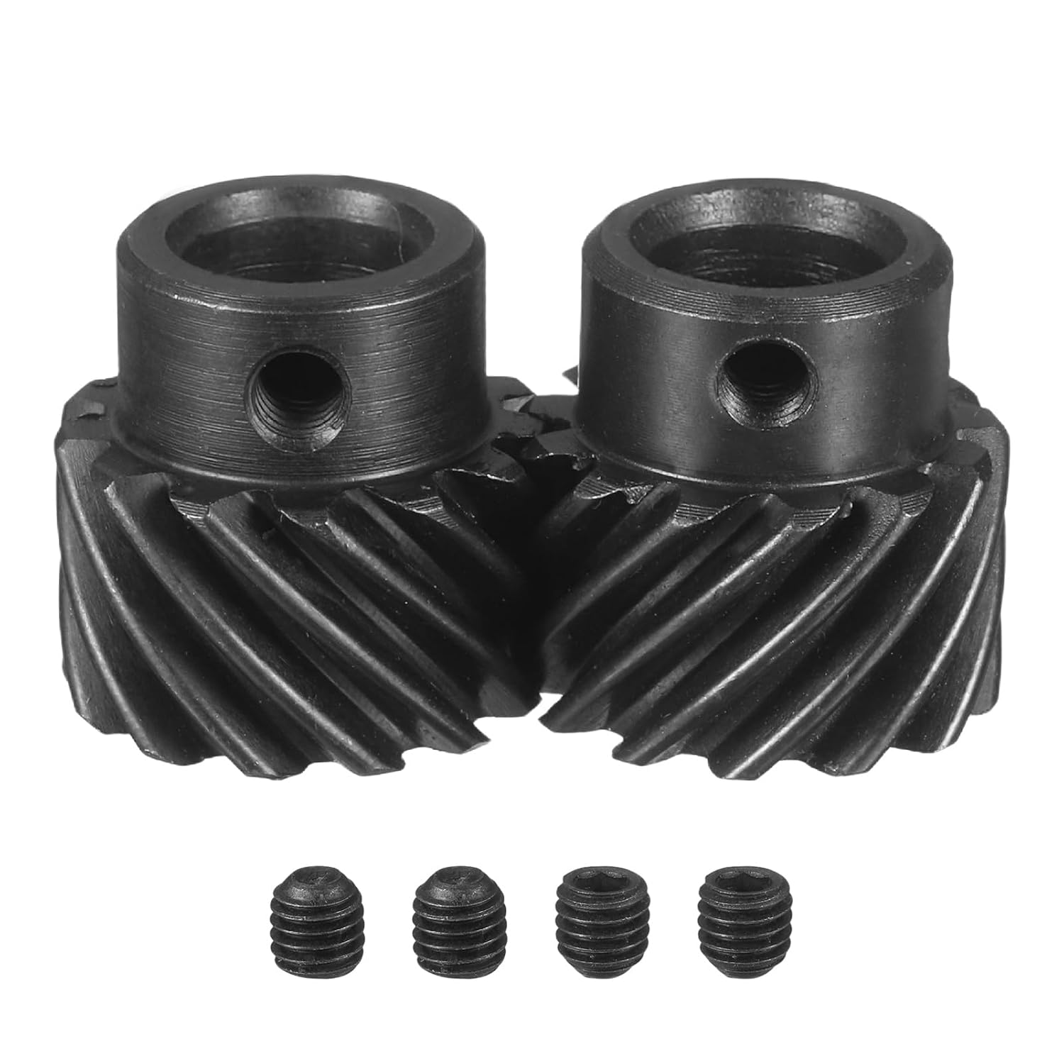 uxcell 1 Mod 13T 10mm Bore Helical Gears Set, 2 Pcs 45 Degree Left Hand and Right Hand Staggered Shaft Spiral Gear with M3 M4 Screw for Mechanical Rotation (Round Shaft)