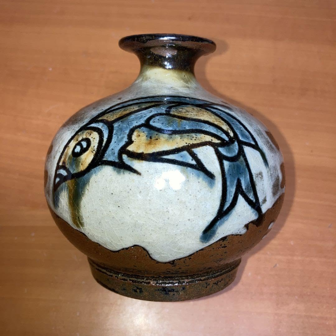 沖縄人間国宝（故）金城次郎の長男（故）金城敏男作品徳利or一輪挿し