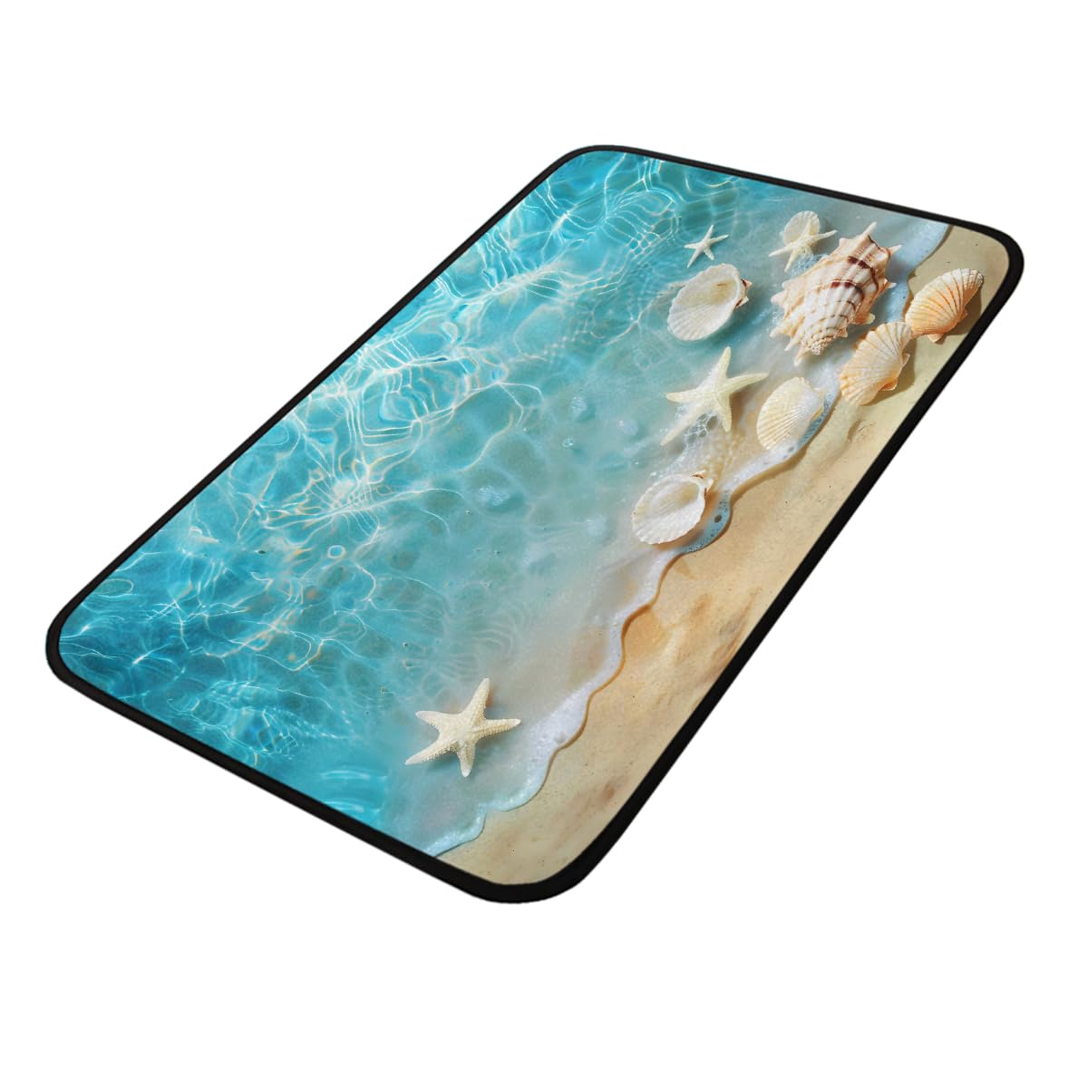 Tapis de sol entrée intérieure Mexpekil motif plage et étoile de mer
