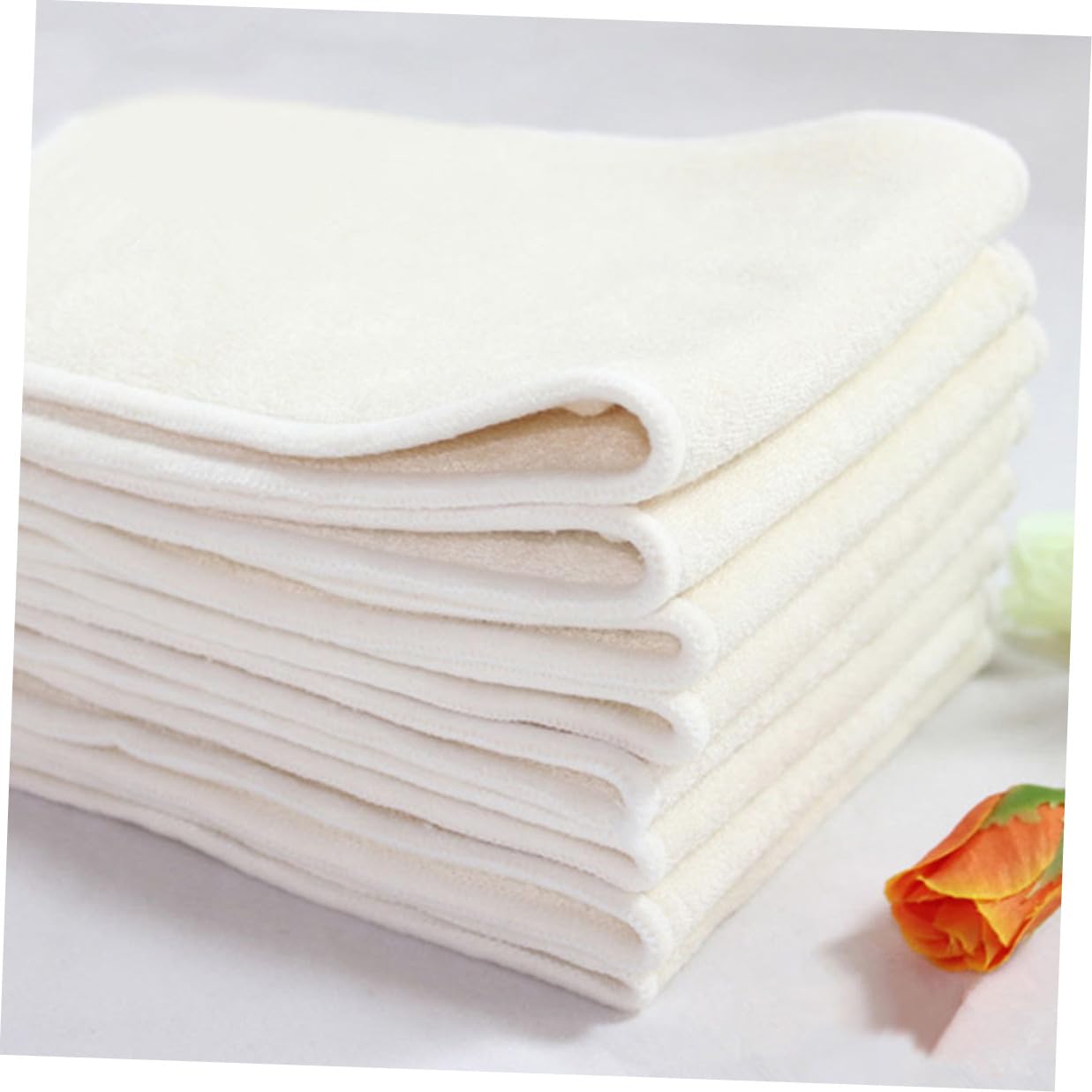 Abaodam 6 piezas Paquete Pañales para Niña de Fibra de Bambú Absorbentes Suaves y Transpirables Beige para Recién Nacido