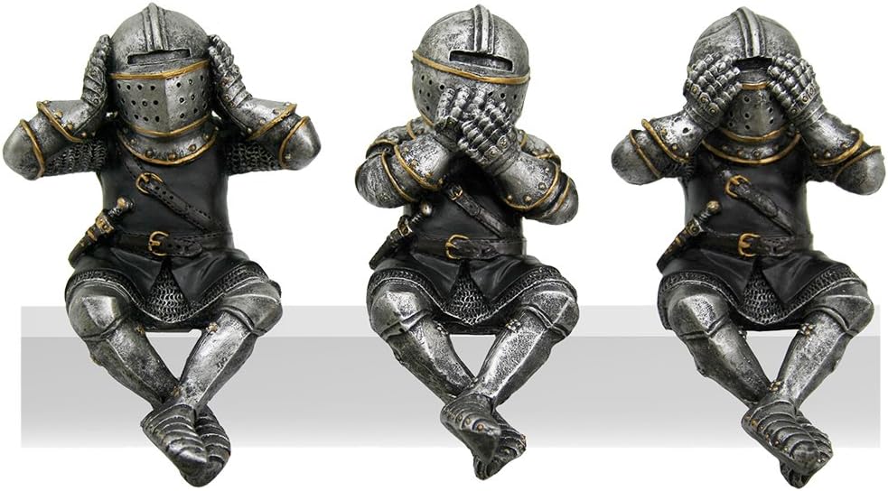 Pacific Giftware Medieval Knights See No Evil Hear No Evil Whimsical Funny Knights Shelf Sitters Collectible Set