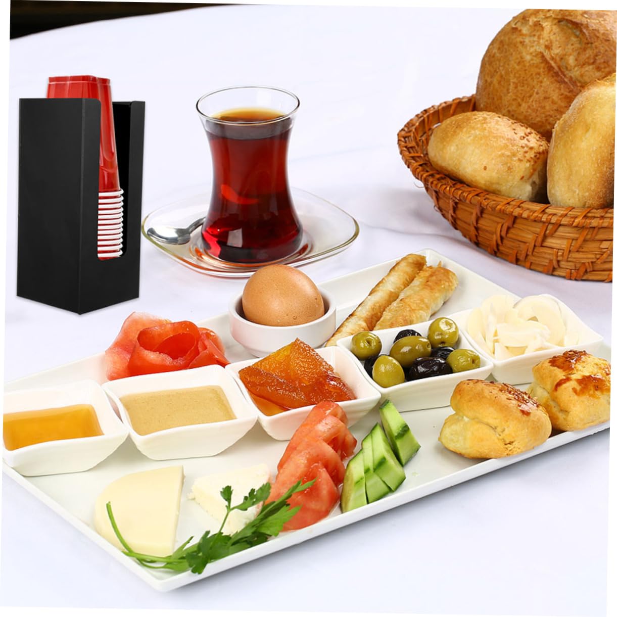 GLEAVI Paper Cup Organizer Cup Dispenser for Cold Hot Drinks Convenient Storage Rack for Tea and Snacks Desktop Paper Cup Holder for Home Commercial Use