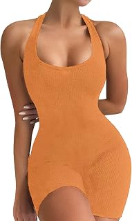 Womens Sexy One Piece Tank Top Sleeveless Backless Bodycon Shorts Jumpsuits Bodysuit Catsuit Ribbed Sports Romper