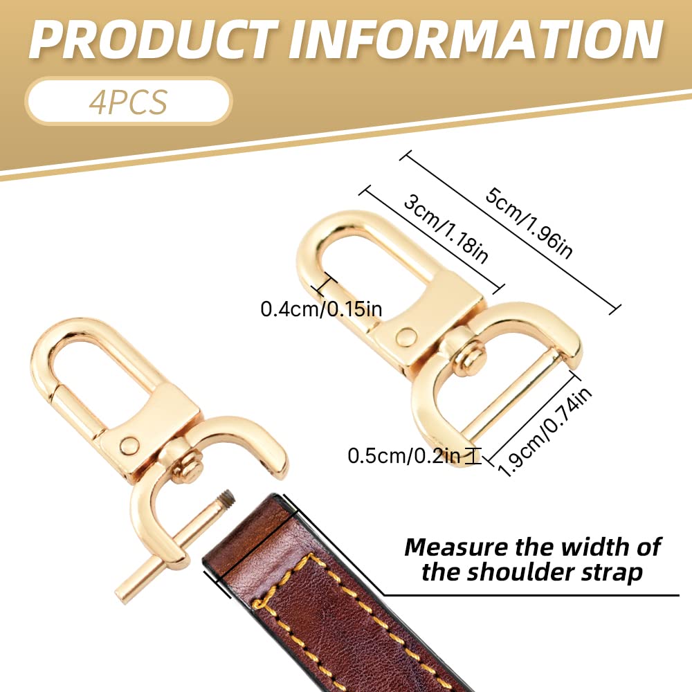 HUIANER 4PCS Replacement D-Rings Swivel Snap Hooks,3/4 Inch Rotatable Push Gate Clip Lobster Claw Clasp for DIY Bag Purse Keychain Tags Leather Craft (Gold) - Image 2