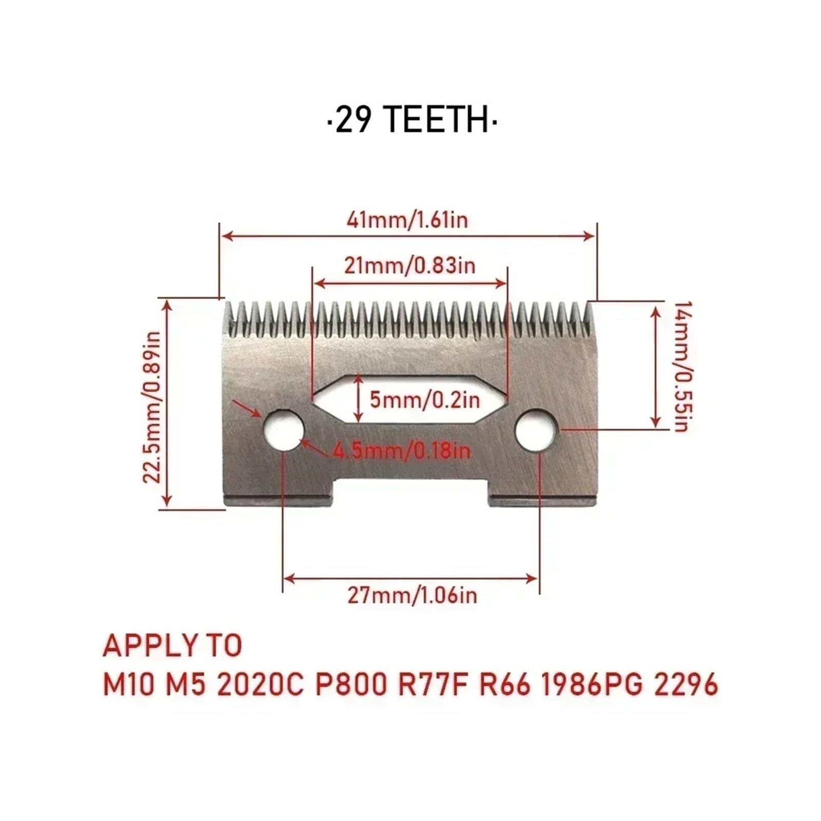 Cuchillas Ramic Móviles De Repuesto, Compatibles Con MADESHOW, Cortadoras De Cabeza De Máquina for Cortar Cabello M10 M5f KM2296(Silvery-10)
