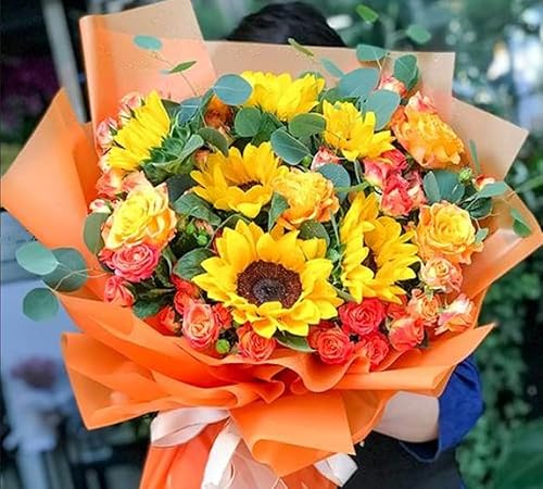 Miniatura 2 de 20 piezas de papel de regalo de flores de doble cara, papel de regalo impermeable para ramo de San Valentín, 23 x 23 pulgadas, utilizado para