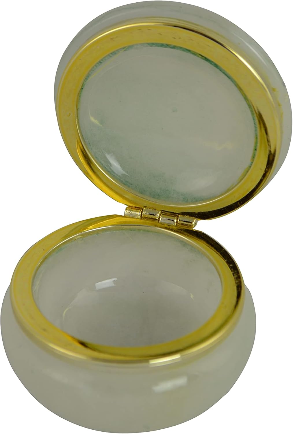 2.5 Inch Italian Alabaster Stone Trinket Box in White
