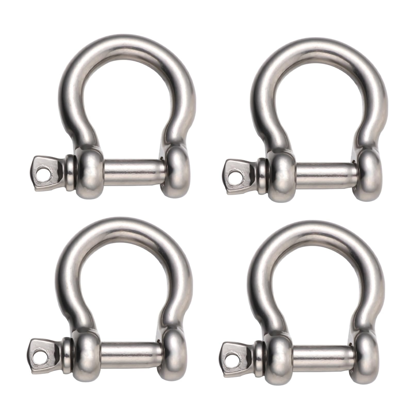 HAPINARY 4pcs Stainless Steel D-Shackle Shaped Lifting Shackles for Winching Recovery