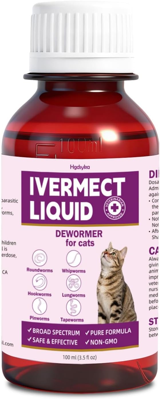 DEWORMER for Cats – Supports Removal of Hookworms, Lungworms, Pinworms & Roundworms, Tapeworms, Whipworms, Broad Spectrum Digestive Cleanser, Internal Balance Support