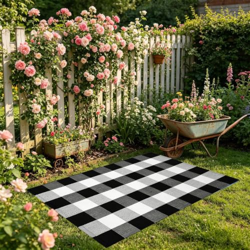 Thanksgiving Plaid Front Door Mat Outside Entrance Outdoor Doormats,Black - image 6