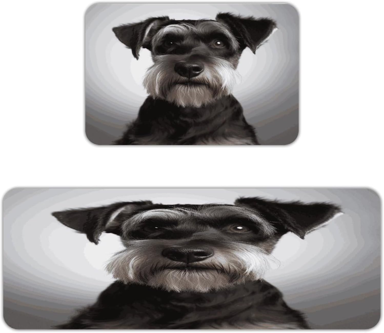 Cute Schnauzer Kitchen Mat Kitchen Rug Set | Kitchen Rugs Flannel Velvety Washable breathable Water Absorbent Soft ，kitchen utensils for Kitchen, Floor,Laundry