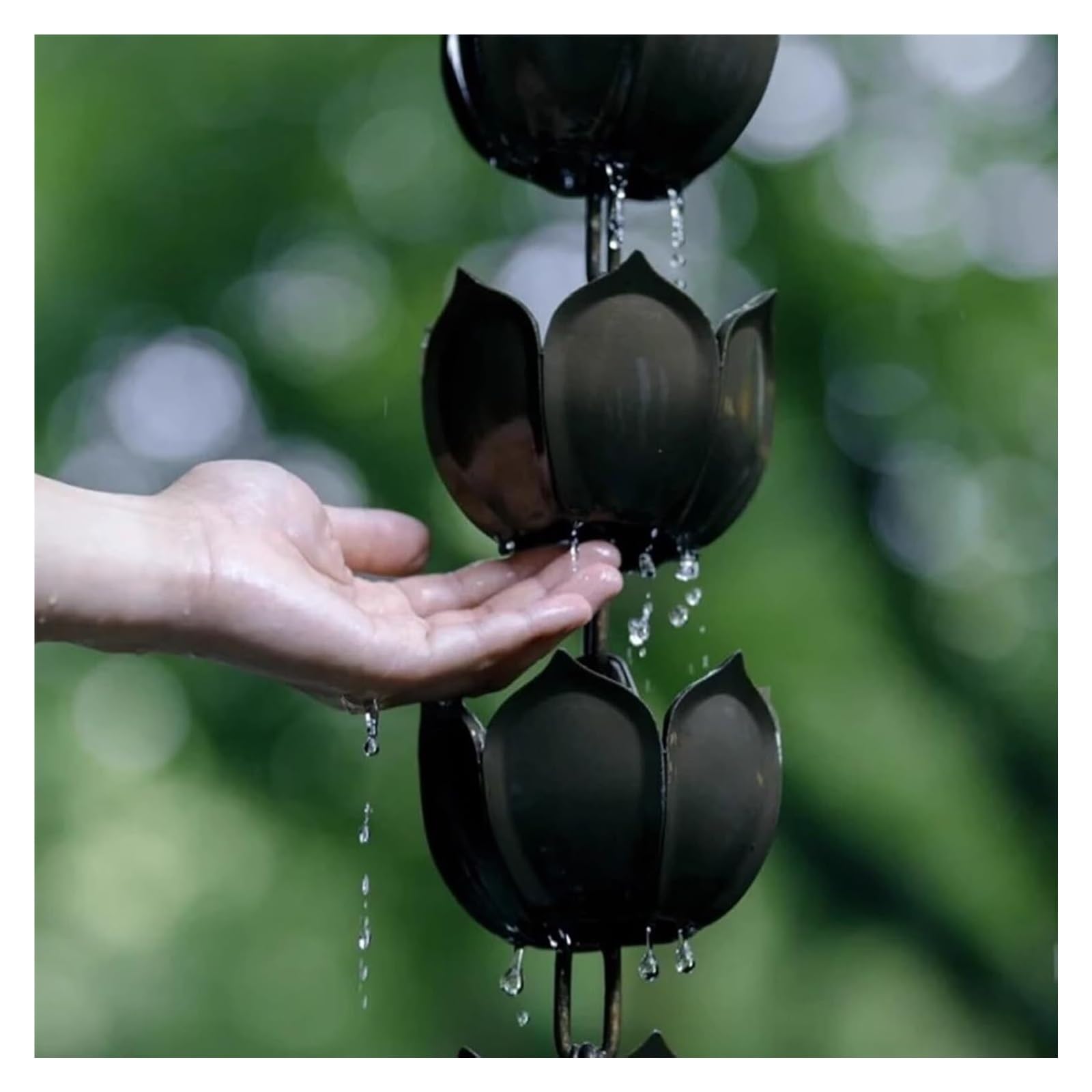 Zewnętrzne wiszące łańcuchy przeciwdeszczowe, Rain Chains Gutter Adapter, Hanging Rain Catcher System for Garden Downspout, Roof Yard House Patio Rain Chimes, Rain Bells Outdoor Decor 1m