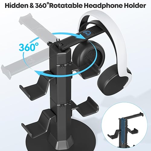 Vista 2 de Serie de soporte para auriculares y controlador (negro, 2 niveles)