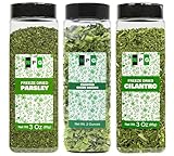 NPG Freeze-Dried Parsley Flakes 3 Oz, Chopped Green Onions 2 Oz, and Freeze-Dried Cilantro 3 Oz