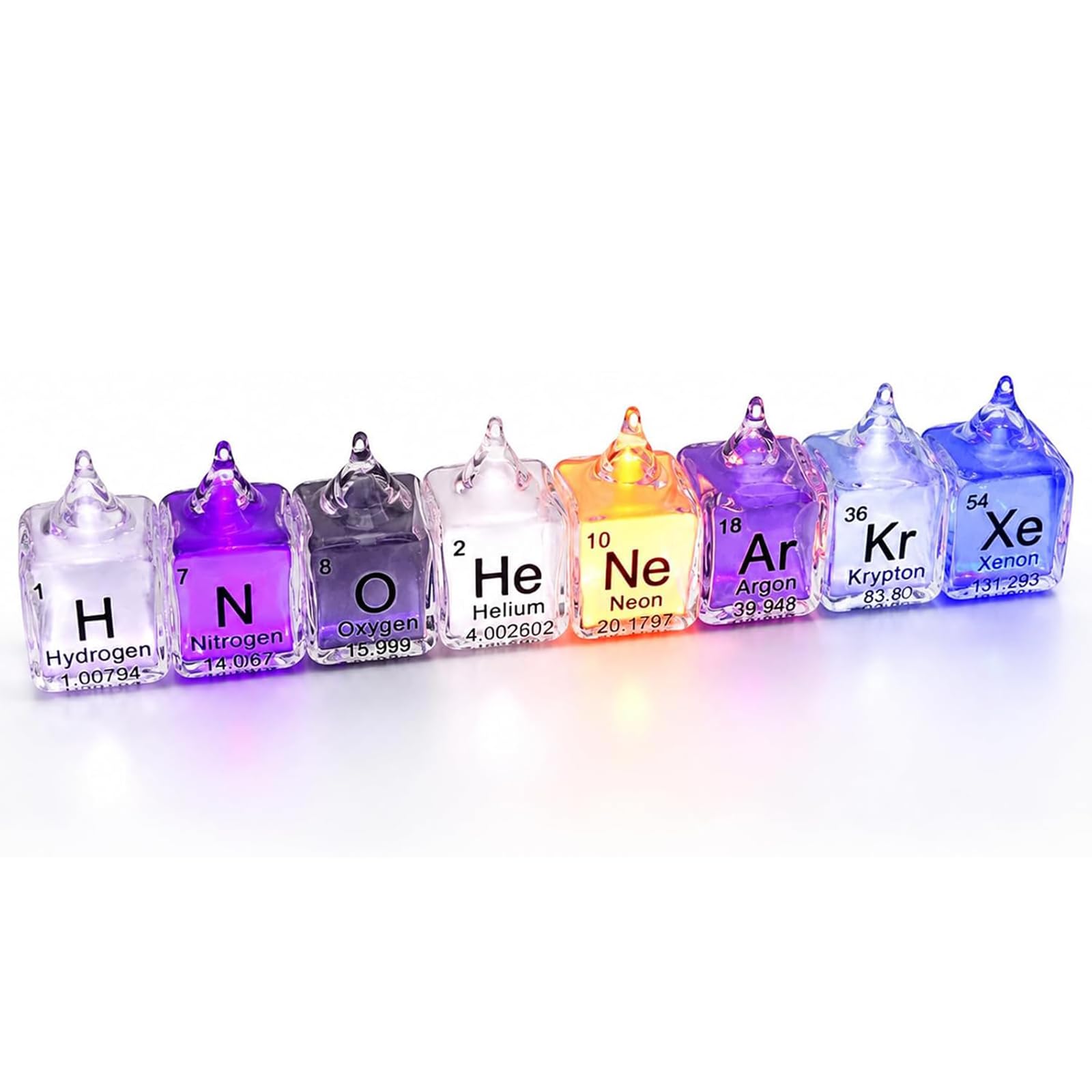 Edelgas-glaswürfel, Set Mit Versiegelten Edelgasröhrchen, Hochrein (99,999%), Versiegelte Elementprobe Mit Plasmakugel, Robuste Glaskapselung, Für Naturwissenschaftlichen Unterricht 8