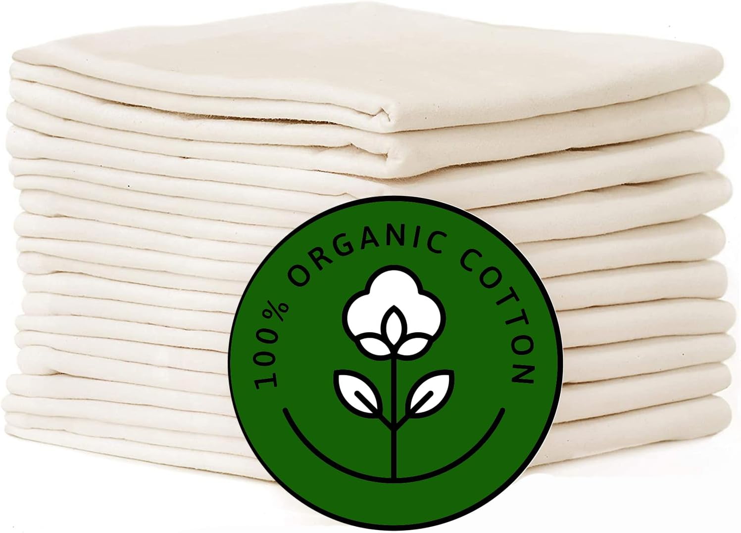 Flour Sack Kitchen Towels |Organic Cotton Blank Towel| Tea Towel Crafting Embroidery|Flat Thick Absorbent Quick Dry | Baking Bread Proofing Breathable Linen Cloth Cover Set of 10, 28 x 28 Inch, Ivory