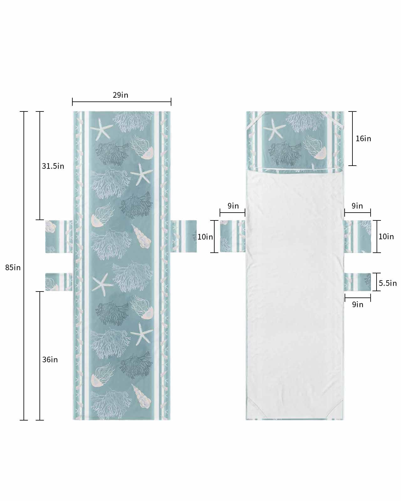 Coastal Blue Coral Beach Chair Cover with Side Pockets, Microfiber & Quick Dry Pool Chaise Lounge Chair Towels Covers for Sun Sunbathing Patio Garden Hotel, Ocean Starfish Conch Sea Jellyfish Stripes