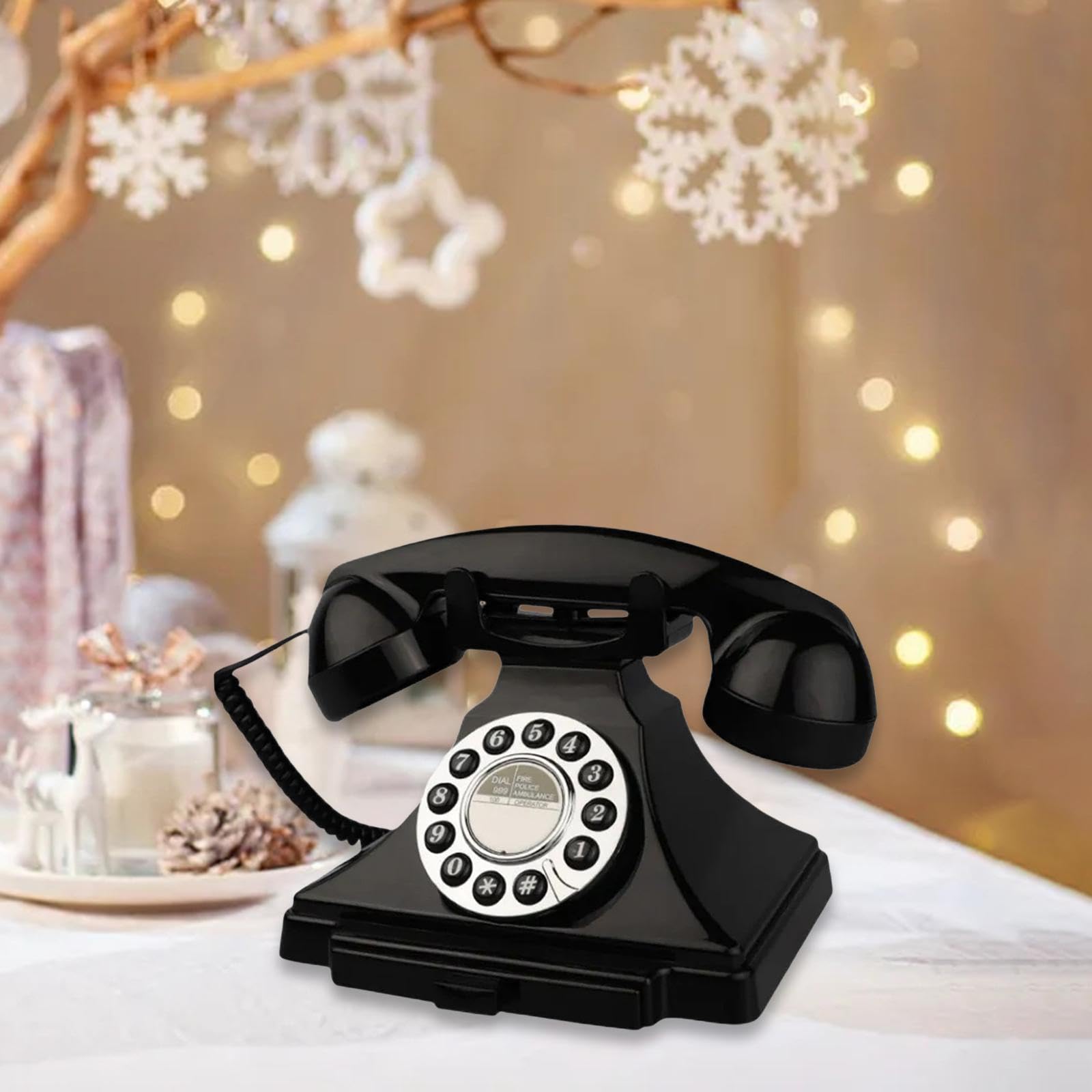 Teléfono Retro Libro de Mensajes Grabadora de Audio Modelo Fijo Grabadora Decorativa Material PP Adecuada para Fiestas Reuniones, Negro, Individual