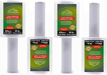 4-Pack Industrial Mini Clear Stretch Wrap Film 80 Gauge 5.1" 1000ft for Pallet Wrap, Durable Self-Adhering Packing, Moving, Packaging, Heavy Duty Shrink Film Chuangseed