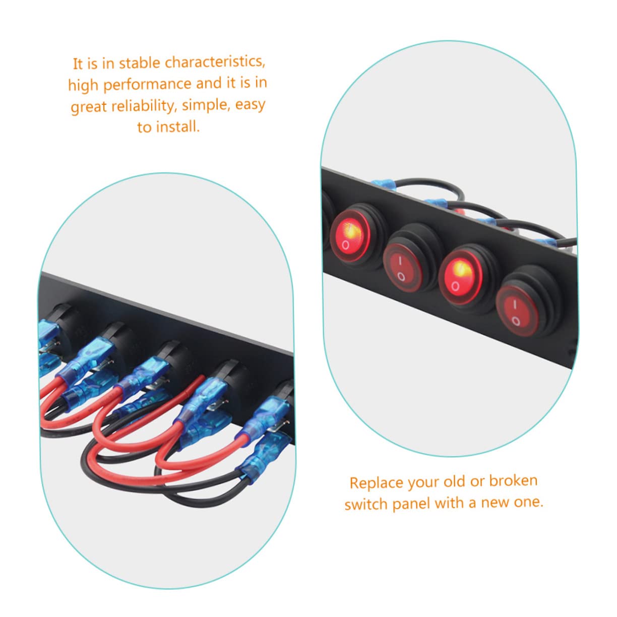 Rocker Switch Panel Gang Pre-Wired Control Panel for Boats Rvs Cars Led Indicator Lights Durable and Easy to Install