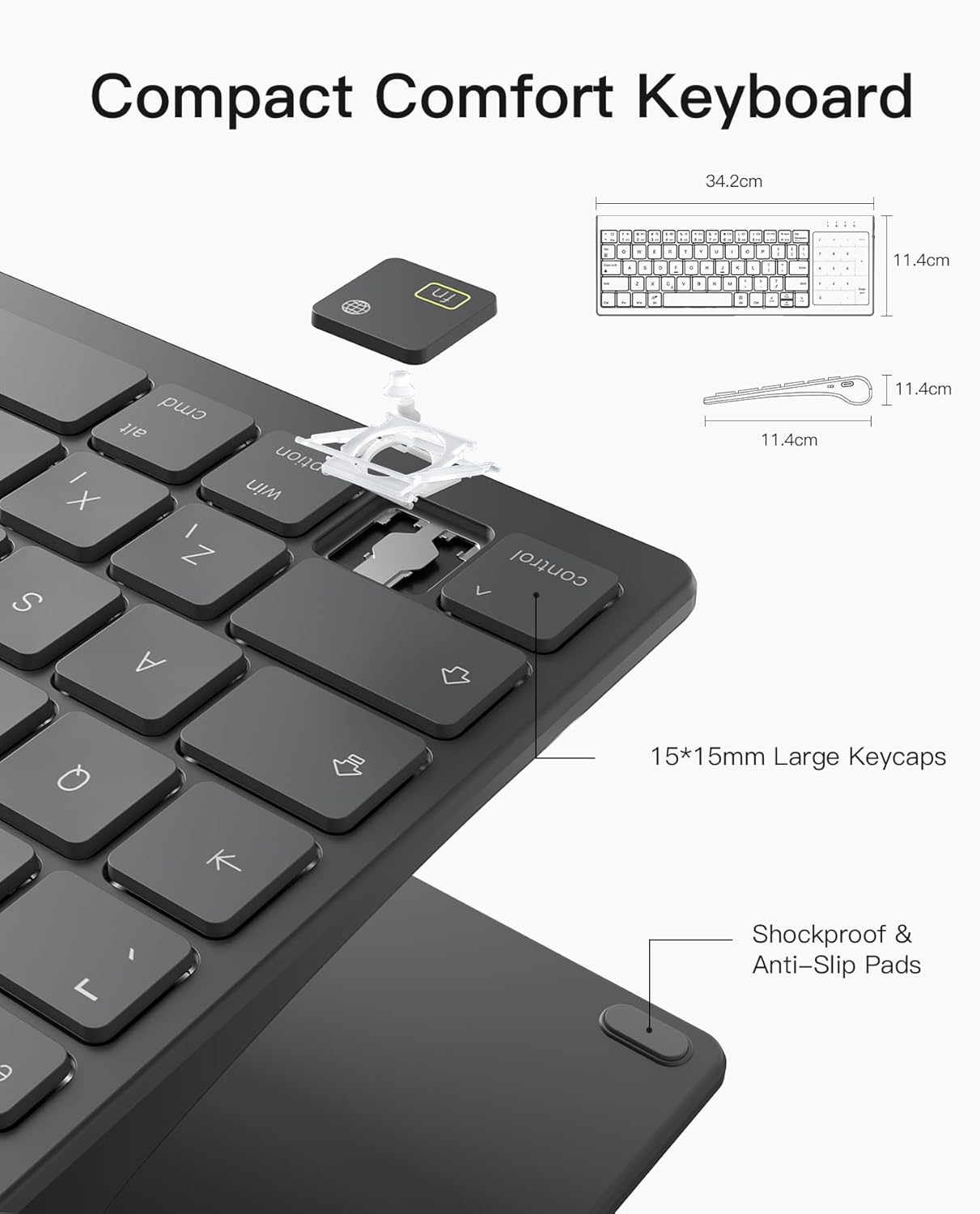 Inateck Tablet Keyboard, 2-in-1 Numeric Keypad & Touchpad, Hidden Stand, 3 Bluetooth Channels, 7-Color Backlight, Compatible with iPadOS/Samsung/Android/Windows