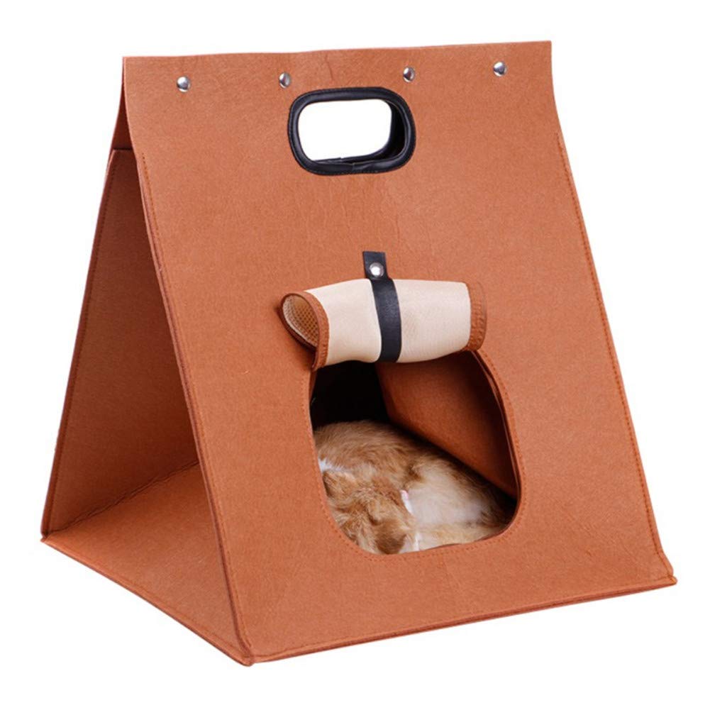 Cama lavable para perros y gatos pequeños en color marrón de felpa suave