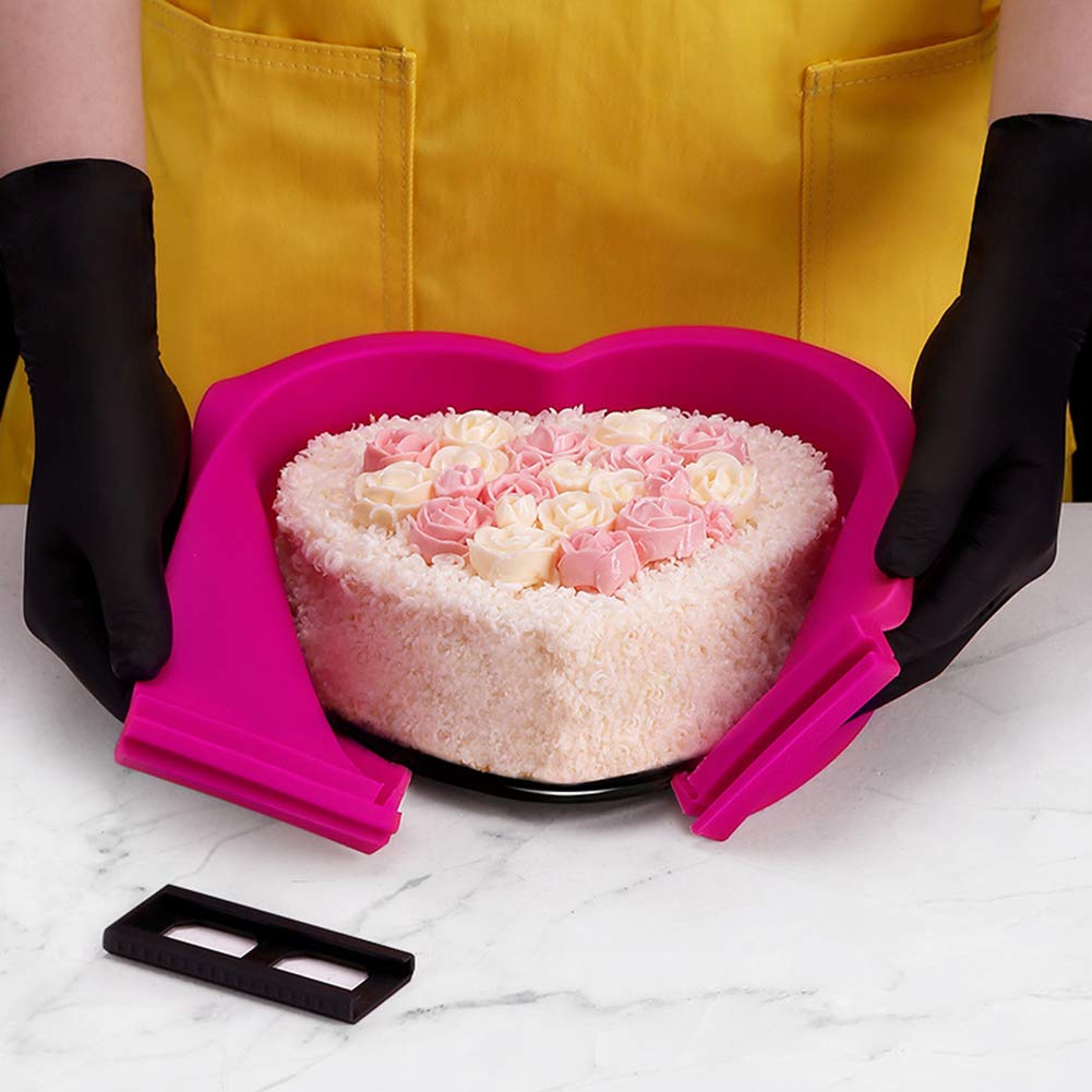 Molde de silicona para tartas de 6 pulgadas con 2 fondos sueltos extraíbles y raspador, molde antiadherente de liberación rápida para postres caseros