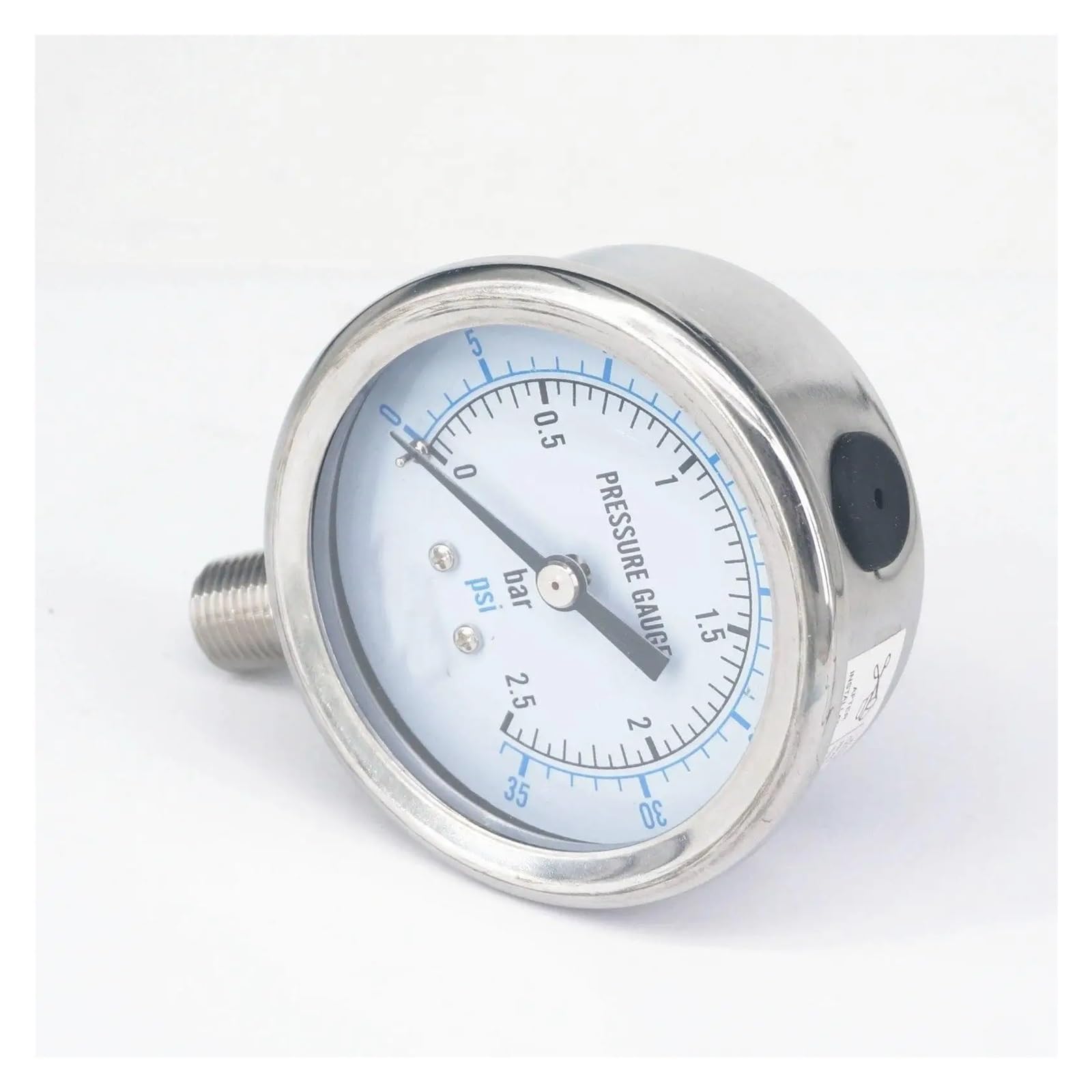 Manómetro de presión de esfera de 60 mm, 0-2,5 bar, 1/8" BSPT macho, acero inoxidable 304, PSI, N2, for elaboración de cerveza a vapor, clase de precisión neumática: 2,5%