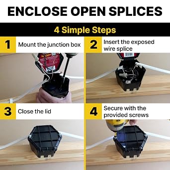 Rack-A-Tiers Open Splice Junction Box (Single) (UL Listed) Repair Open Splices, 5 Second Installation, Electrical Junction Box (JB400)