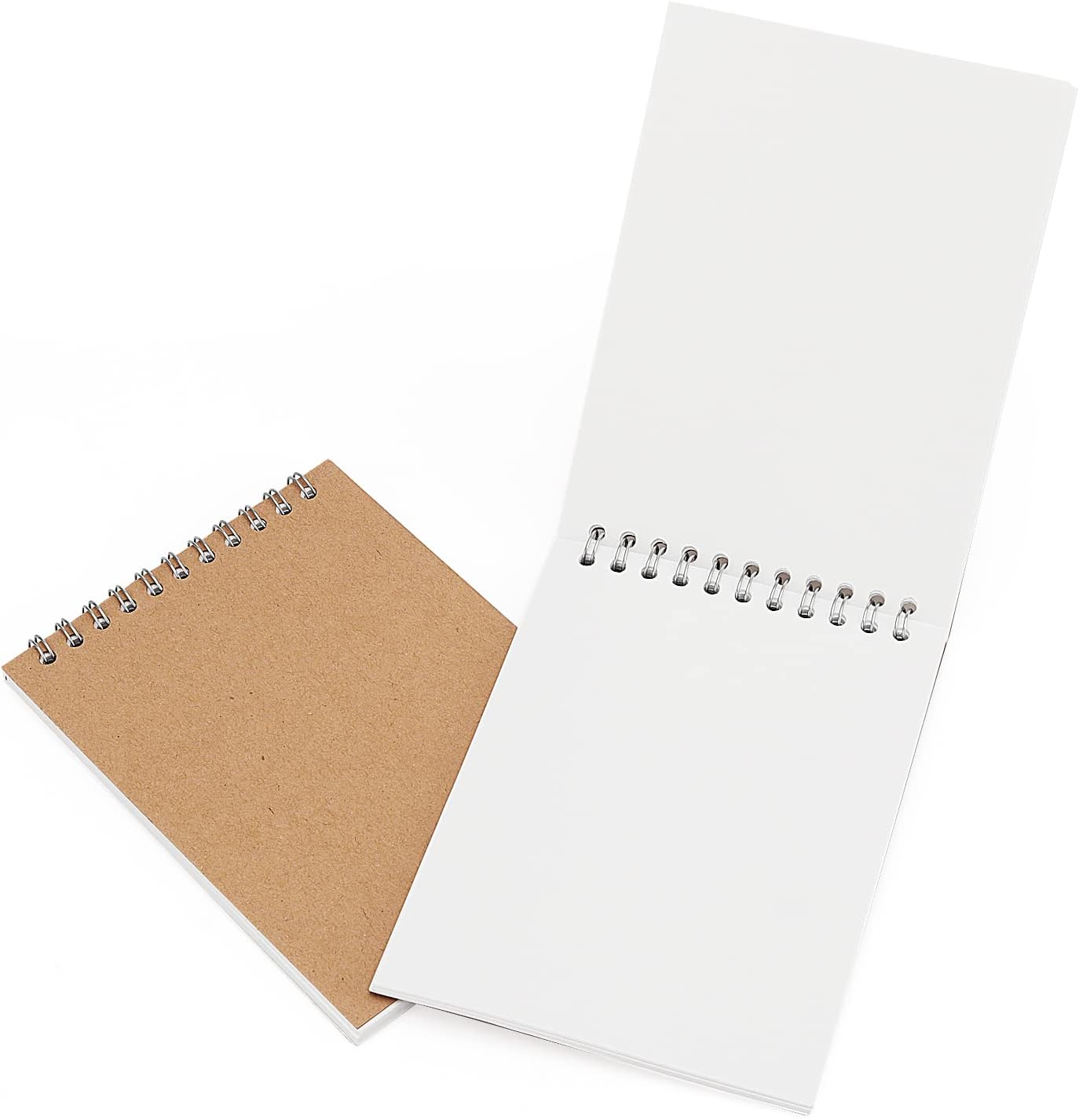HOZEON 22 PCS A6 Size Top Spiral Bound Sketch Notebooks, Blank Kraft Brown Cardboard Cover Sketch Pad for Animation, Sketching, Drawing, Doodling and Journaling, 60 Sheets for Each Pad