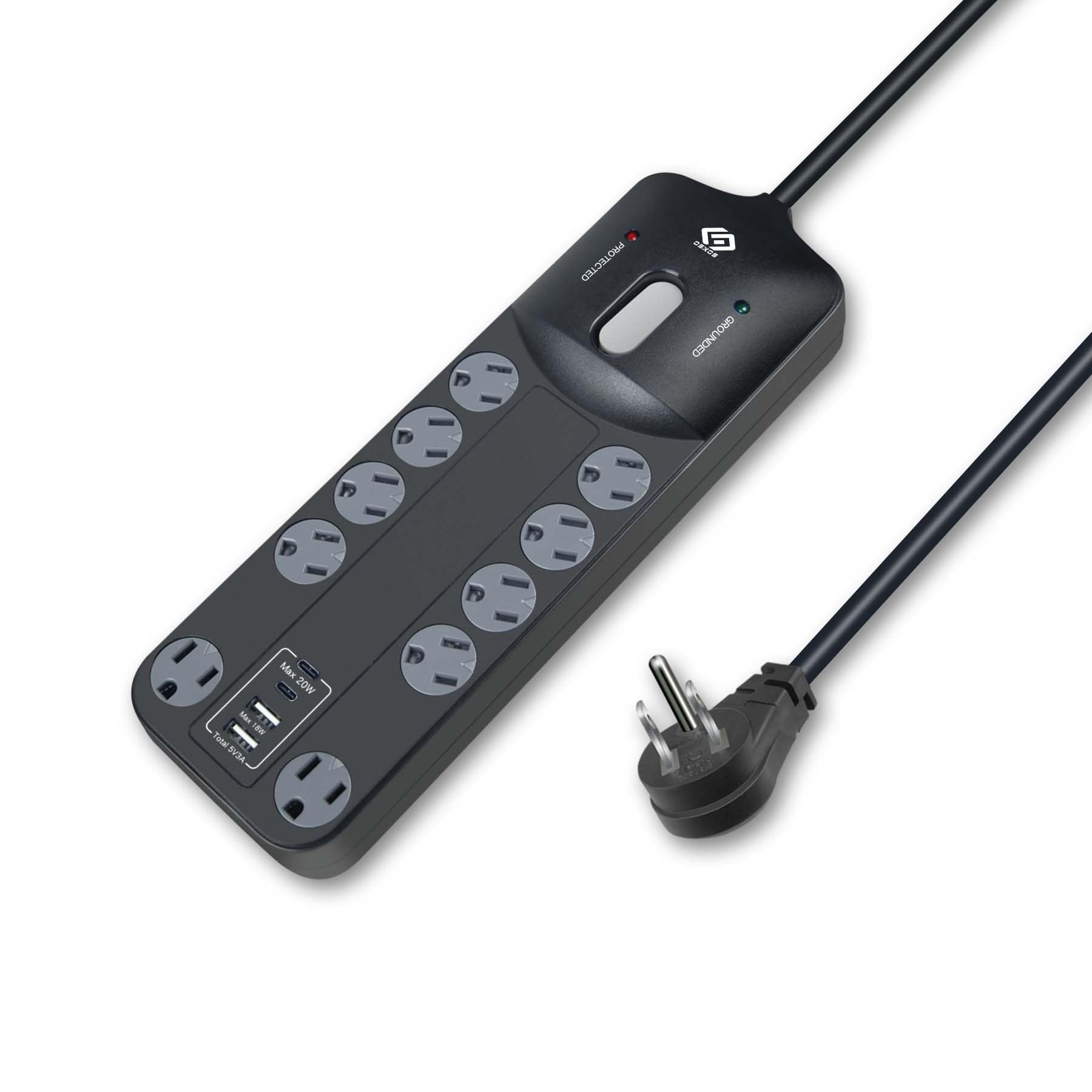 6 Outlet Surge Protector with 6ft Power Cord - White