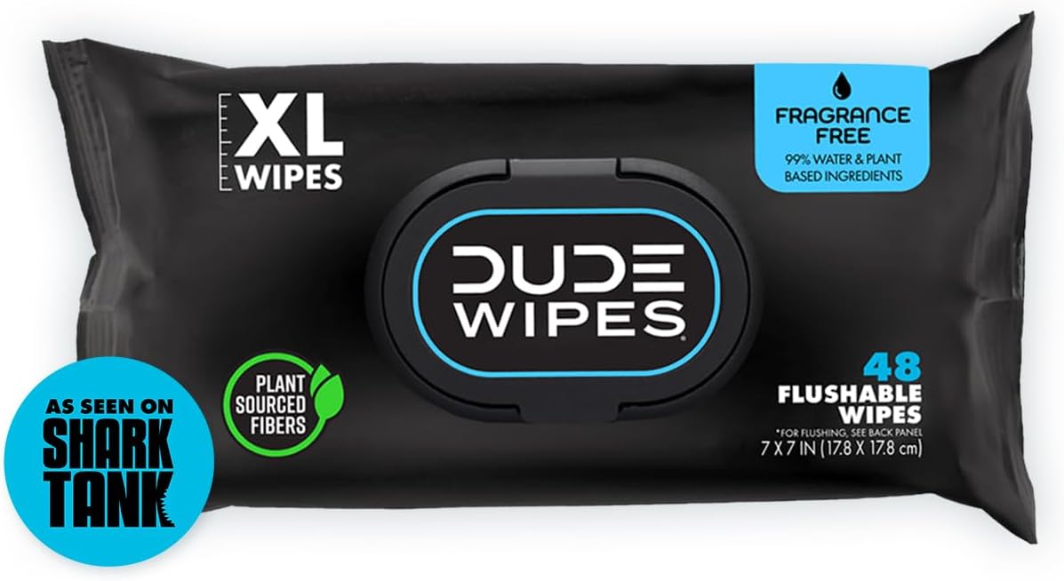 DUDE Wipes Flushable Wipes 1 Pack, 48 Wipes Unscented