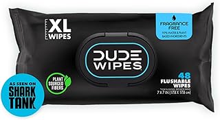 DUDE Wipes Flushable Wet Wipes 48 Count Dispenser, Unscented Wet Wipes with Vitamin-E & Aloe, Septic and Sewer Safe