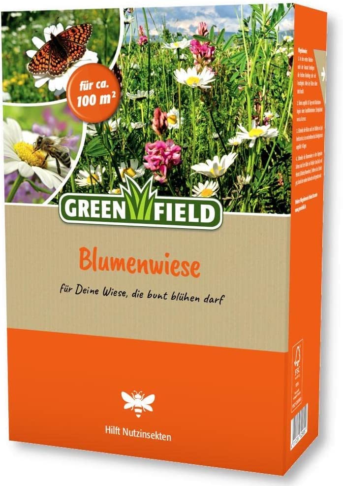 Greenfield Blumenwiese Farbenfroh lange Blühdauer Mehrjährig 1 KG Ausreichend für ca: 100,0 m²