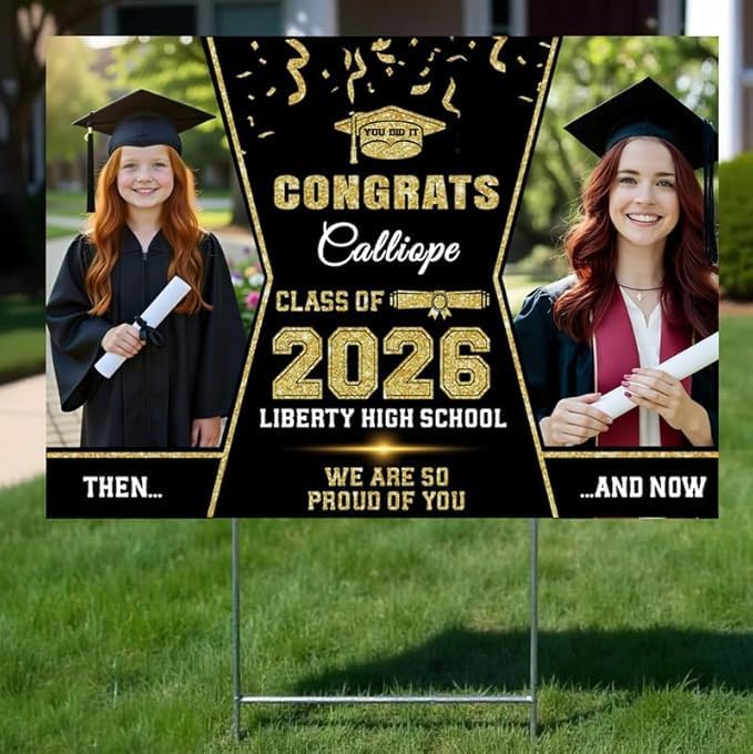 Amazon.com: Personalized Graduation Yard Sign 2026 with Photo, Class of ...