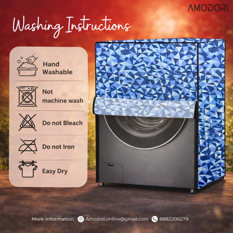 Image of Waterproof Front Load Washing Machine Cover Compatible for Whirlpool 8 KG Fully Automatic XS8014BYM52E, crystal print, c30