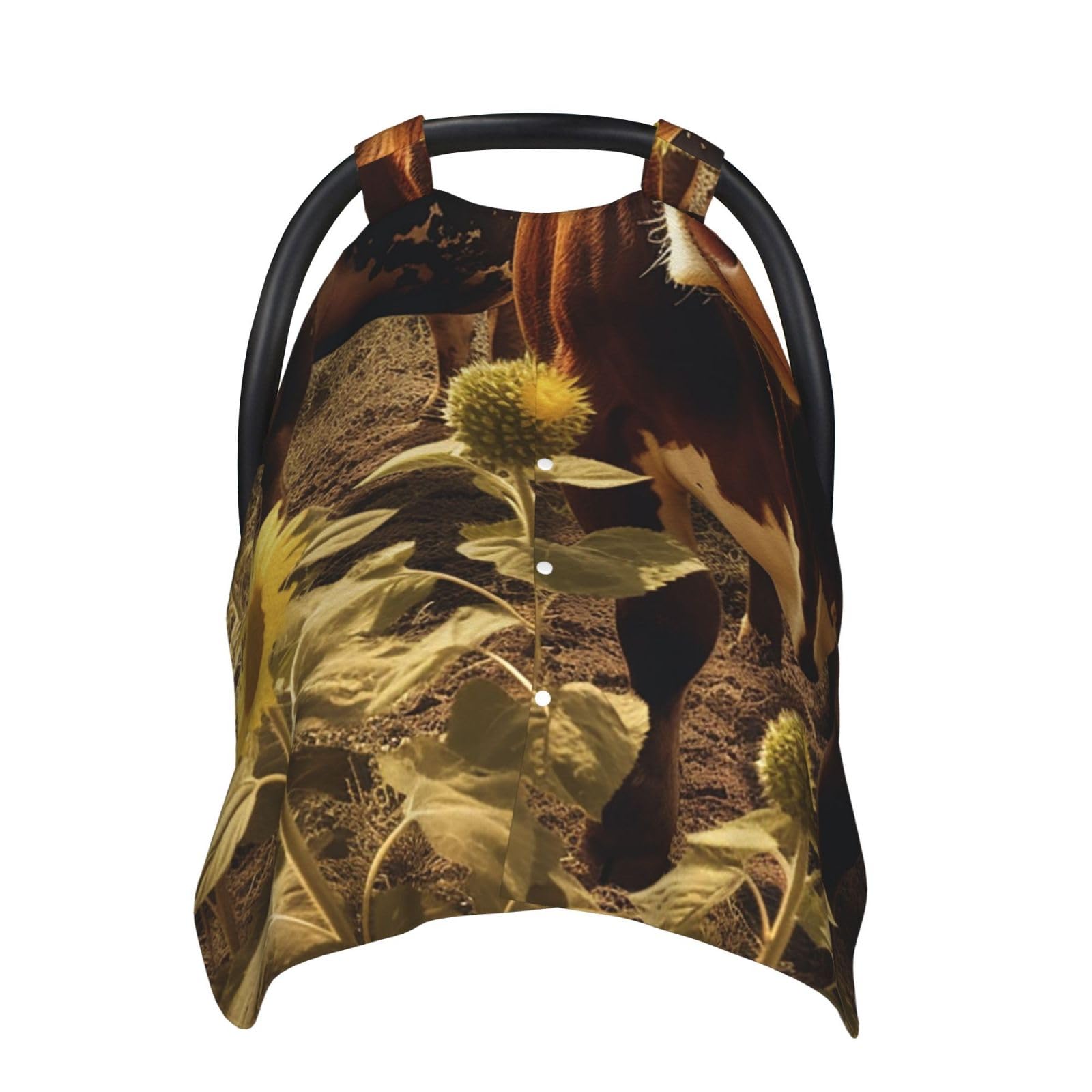 Pare-soleil poussette et housse cosy bébé motif vache marron 3D multi-usage - 8