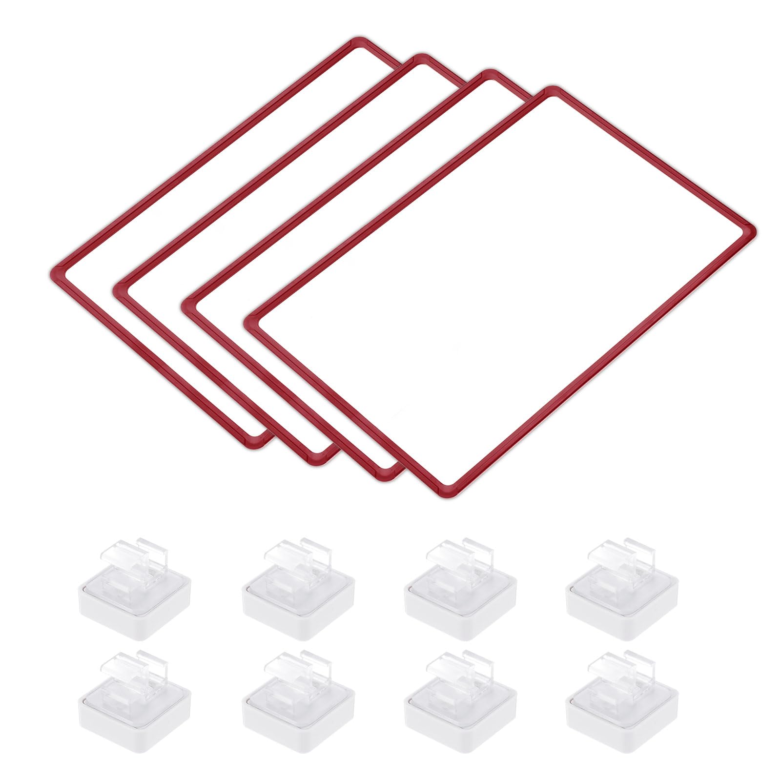 QUARKZMAN 4 Pièces Porte-Étiquette Magnétique 17 x 12 Pouces A3 Rouge