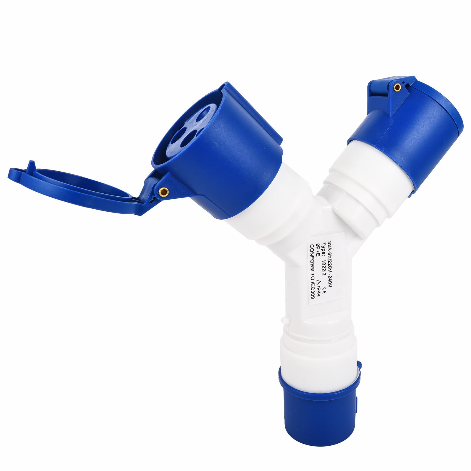 2-Way Splitter SUPERTOOL 32A 220v IP44 2 Way 3 pin Industrial Site Plug & Wall Socket Waterproof IP44 Plug Connector Socket 2P+Earth Male/Female