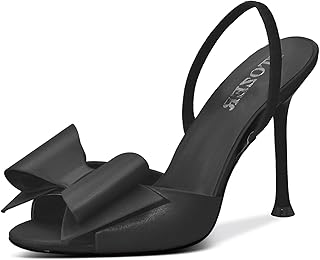 Satin High Heels Slingback Open Toe Mules Sandals Bow Stiletto Sexy Heels Comfortable Wedding Party Shoes