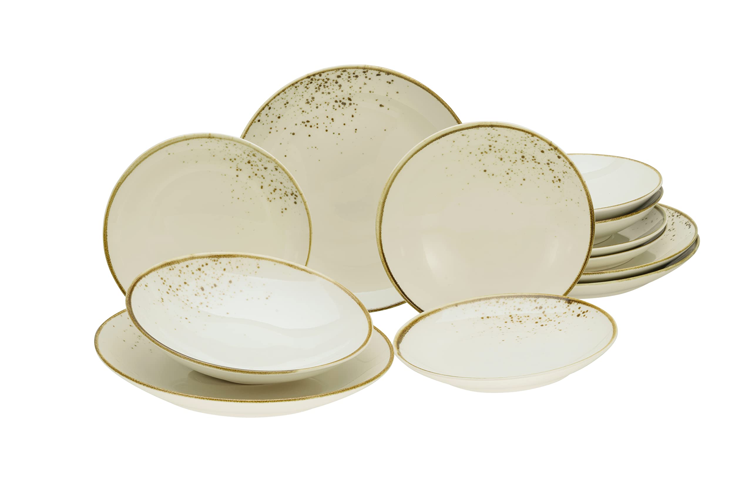 CreaTable, 14779, Serie Nature Collection Natural Living, 12-teiliges Geschirrset für 4 Personen, Teller Set aus Steinzeug, spülmaschinen- und mikrowellengeeignet, Qualitätsproduktion