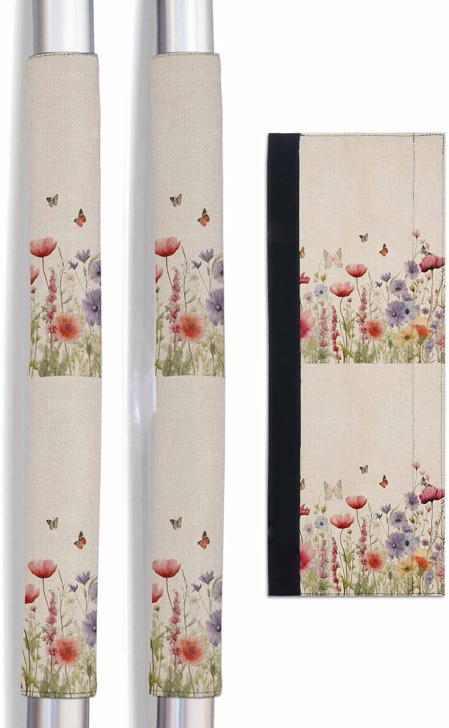 Floral Botanical Refrigerator Door Handle Covers Set of 2 for Dishwasher Microwave Oven Fridge Stove Appliance Door Handles,Washable Kitchen Bathroom Decor Accessories,Farmhouse Wildflower Garden Herb