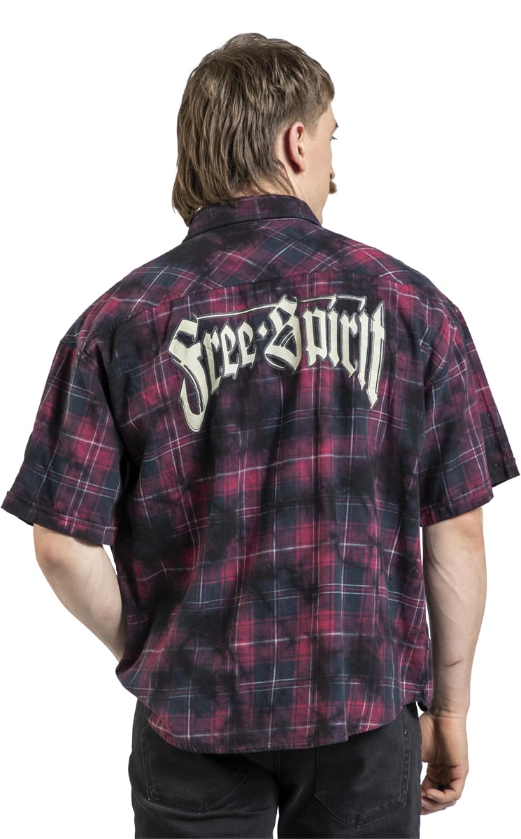 Rock Rebel by EMP Hombre Camisa de Manga Corta Multicolor con Estampado de Cuadros Tie-Dye
