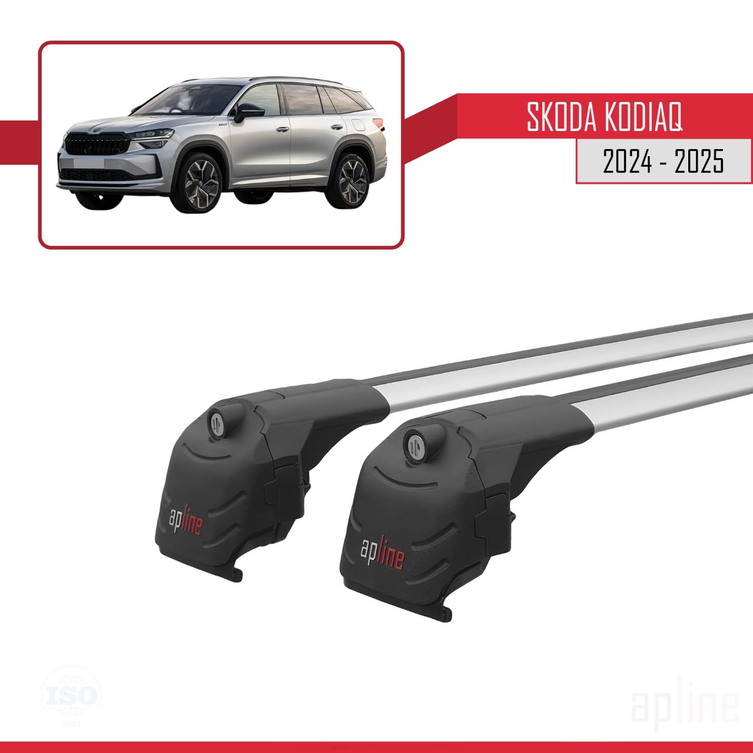 Compatibile con Skoda Kodiaq 2 2024-2025 Modello ACE-2 Barre Tetto Portapacchi Auto Barre Portatutto Grigio Alluminio 2 Barre