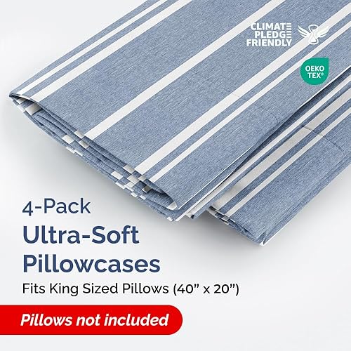 Miniatura 2 de CGK Unlimited Juego de 4 fundas de almohada tamaño King, fundas de almohada de microfibra suaves y de alta calidad, almohadas de 20 x 40, 20 x 36 y