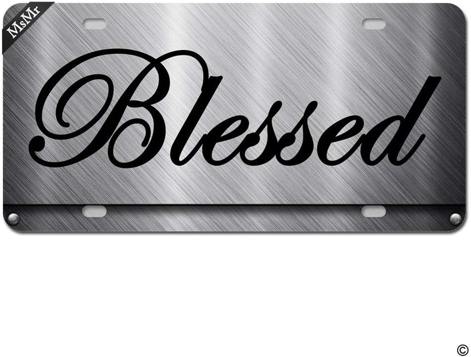 Anwei License Plate Cover Front License Plate Decorative Car License Plate Novelty Metal License Plate with 4 Holes 12"x6" - Blessed Design Metal