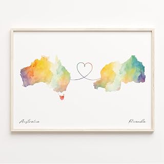 Australia to Rwanda Print, Watercolor Map Poster, Russian Travel Wall Art, Expat Map